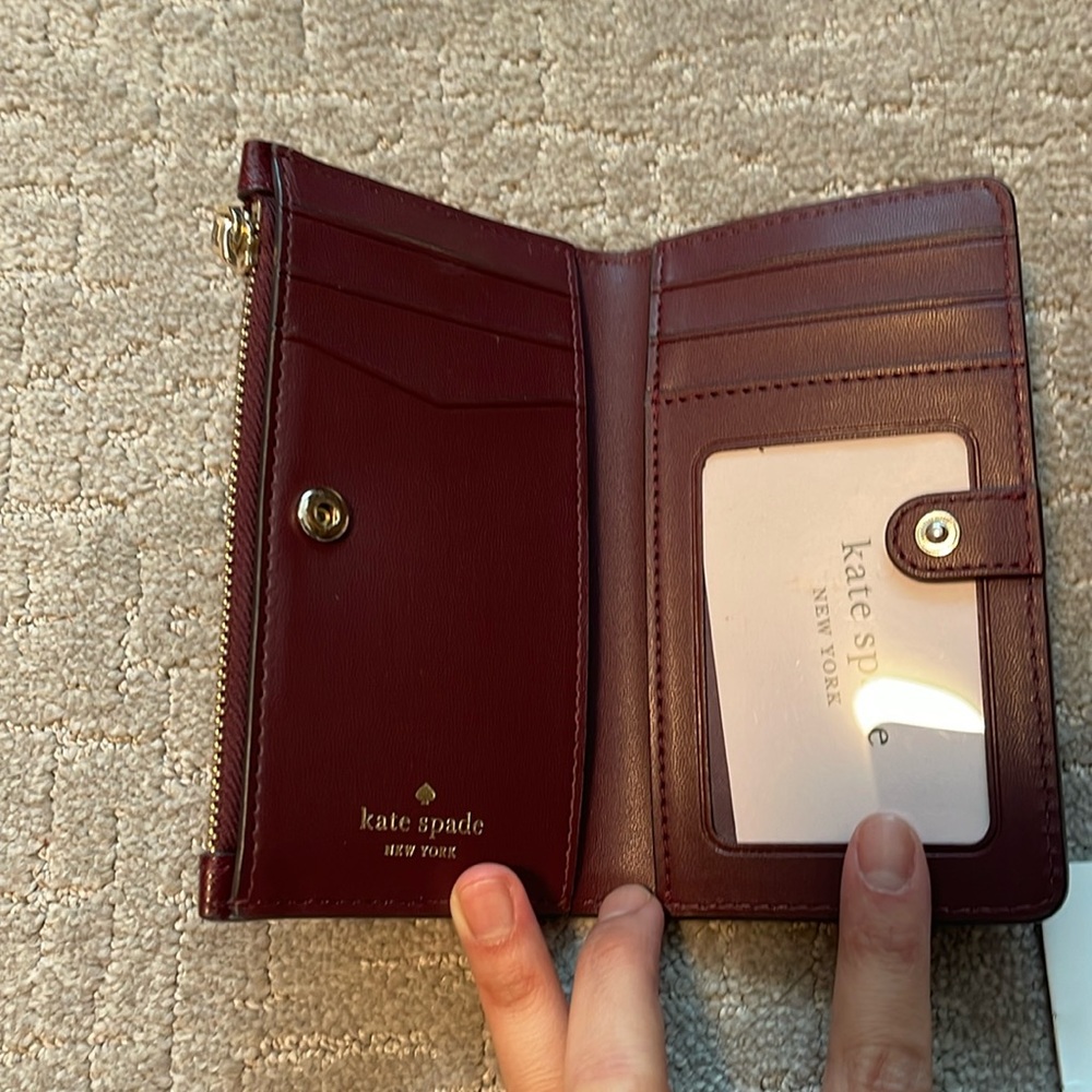 Kate Spade small slim bifold wallet staci colorblock pink mulit